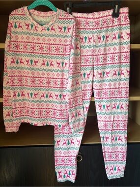 Cuddl Duds• Girls’ 2-pc Fairisle Brushed Knit Pajama Set | Size 14